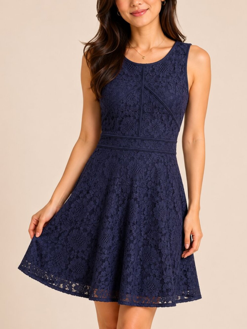 Britons Ivy | Navy Lace Coquette Floral Party Dress 10